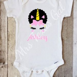 Afro Princess Unicorn Onesie with Name